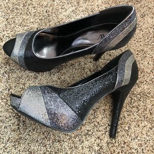 Silver, Black and Gunmetal sequin heels